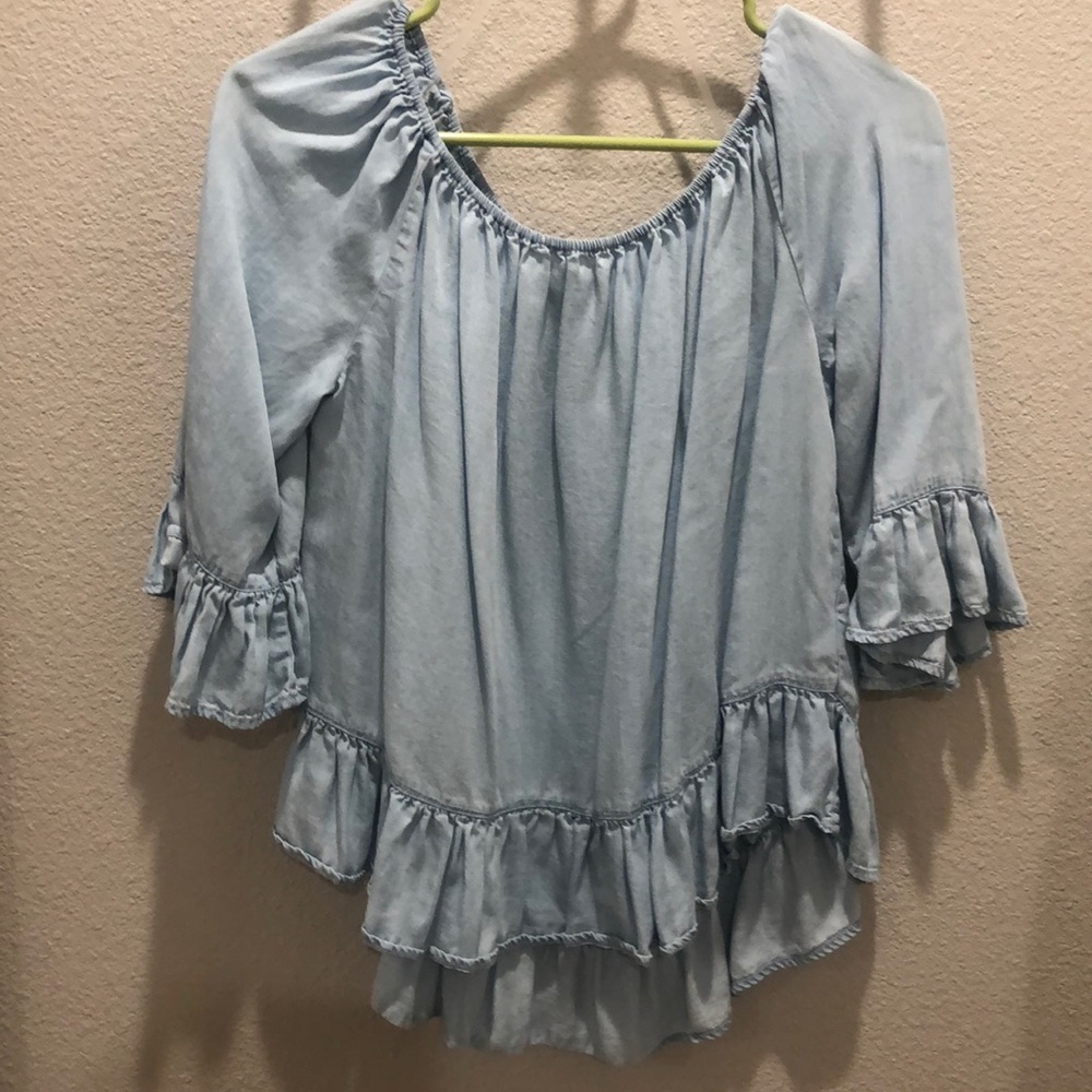 denim off the shoulder top
